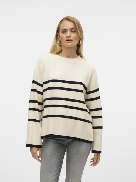 Vero Moda Čierno-krémový dámsky pruhovaný sveter Vero Moda Saba